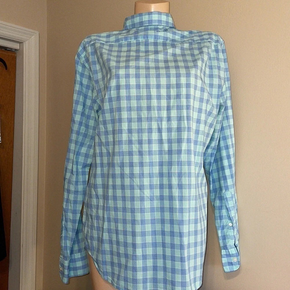 Bonobos men’s Large shirt button down gingham checker blue aqua cotton casual - Picture 3 of 6